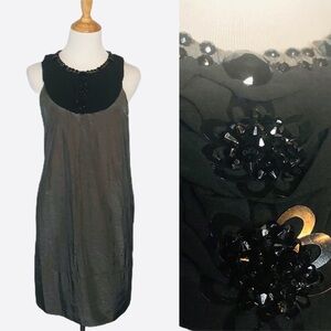MM Couture by Miss Me Grey/Blck Beaded Shift Dress